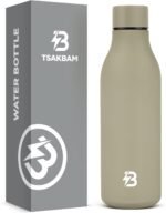 Insulated Metal Water Bottle, 18 oz Stainless Steel Leak-Proof Gym Water Bottle with Lid for Men Women (Khaki) - Image 2