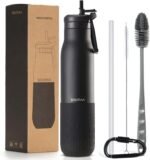 Insulated Stainless Steel Water Bottles with Straw, Wall Vacuum Insulated Water Bottle with Straw for Gym Traveling Camping Hiking Outdoor Activity(2 Cleaning Brushes+1 Carabiner, 26 oz Black) - Image 2