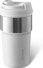 Insulated Travel Coffee Tumbler Mug - Ceramic Inner Wall Reusable Iced Coffee Cups Bottle with Lids, Stainless Steel Insulated Cold Brew Water Tumbler with Straw, BPA Free 16 Oz Water Bottle - Image 2