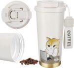 Insulated Tumbler With Lid And Straw, Stainless Steel Cat Coffee Tumbler 16 Oz, Travel Ceramic Lined Coffee Tumbler, Double Wall Vacuum Leak Proof Mug For Office School Party Camping (Working Cat) - Image 2