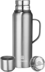 Insulated Vacuum Thermo Bottle 750ml/25.4oz with Cup Stainless Steel Coffee Bottles for Hot and Cold Drink Water Flask.(Silver, with Handle, 750ml) - Image 2