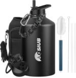 Insulated Water Bottle 128 oz, Triple Wall Vacuum Stainless Steel(Cold for 48 Hrs),Leak Proof & BPA-Free,Half Gallon Water Bottle with Reflective Paracord & Flip Straw for Sports & Travel, Black - Image 2