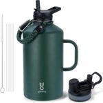Insulated Water Bottle 128 oz with 2-in-1 Straw Lids & Handle,1 Gallon Water Bottle Flask Jug with Paracord Handle Leak Proof Large Big Water Bottle for Hiking,Sports,Camping,Long Drive,Fishing - Image 2