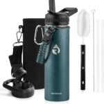 Insulated Water Bottle 20 oz, Triple Wall Vacuum Stainless Steel (Cold for 48 Hrs), Leak Proof & Non-BPA, Kids Water Bottle Jug for School with Straw Spout Lids, Dark Green - Image 2