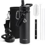 Insulated Water Bottle 20 oz, Triple Wall Vacuum Stainless Steel (Cold for 48 Hrs), Leak Proof & Non-BPA, Kids Water Bottle Jug for School with Straw Spout Lids, Magic Black - Image 2