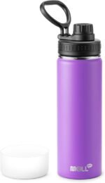 Insulated Water Bottle-22 oz Stainless Steel Double Wall Vacuum Wide Mouth Water Bottle with Spout Lid-Metal Leak Proof Flask for Travel (Purple) - Image 2