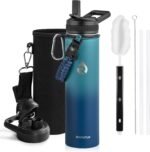 Insulated Water Bottle 24oz, Triple Wall Vacuum Stainless Steel (Cold for 48 Hrs, Hot for 24Hrs), Leak Proof & Non-BPA, 24oz Hydro Water Flask with Paracord Handle & Straw Spout Lids - Image 2