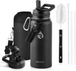 Insulated Water Bottle 32 oz, Triple Wall Vacuum Stainless Steel (Cold for 48 Hrs), Leak Proof & Non-BPA, Modern Water Flask Jug with Paracord Handle & Straw Spout Lids, Magic Black - Image 2