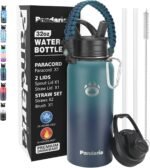 Insulated Water Bottle 32oz, Stainless Steel Water Bottle with Straw & Spout Lids & Paracord Handle | with Straw, Spout Lids, Paracord Handle - Image 2