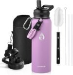 Insulated Water Bottle 40 oz, Triple Wall Vacuum Stainless Steel (Cold for 48 Hrs), Leak Proof & Non-BPA, Modern Water Flask Jug with Paracord Handle & Straw Spout Lids, Lilac - Image 2