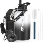 Insulated Water Bottle 64 oz, Triple Wall Vacuum Stainless Steel(Cold for 48 Hrs),Leak Proof & BPA-Free,Half Gallon Water Bottle with Reflective Paracord & Flip Straw for Sports & Travel, Dark Gray - Image 2