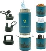 Insulated Water Bottle & Snack Container - Stainless Steel Water Bottle, 3 Lid Types BPA Free, Leak & Spill Proof Travel Bottle for Kids & Adults - Double Wall Tumbler Perfect for Gym, Hiking & School - Image 2