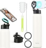 Insulated Water Bottle with Magnetic Phone Holder Compatible with MagSafe and iPhone,Double-Sided Magnet,Hot 12H Cold 24H,Stainless Steel Water Bottle Phone Mount for Sports Travel,24oz (Ivory) - Image 2