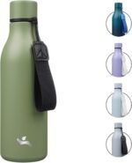 Insulated Water Bottle with Strap,18 oz Double Wall Stainless Steel Vacuum Bottles Metal Water Flask,Forest Green - Image 2