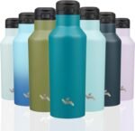 Insulated Water Bottle with Straw,17 OZ Double Wall Vacuum Stainless Steel Water Flask with 2 Lids,Lake Blue - Image 2