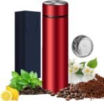 Insulated Water Bottles- Vacuum Tumbler for Coffee, Tea and Drinks with Stainless Steel Infuser - 15 oz Tea Thermo Travel Bottle/Keeps Drinks Hot or Cold for Hours/Gift Packing (Red) - Image 2