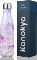 Insulated Water Bottles,17 oz Double Wall Stainless Steel Vacumm Metal Flask for Sports Travel,Marble Dawn - Image 2