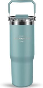 Insulated tumbler with lid and straw,tumbler with handle and flip straw cup traveler 30 oz water bottle mug Vacuum Sealed Cupholder Friendly BPA-Free Leak-Proof (Blue) - Image 2