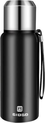 Insulated vacuum Thermo Bottle 500ml/16.9oz with cup Stainless steel coffee bottles for hot and cold drink water flask.(Black,500ml) - Image 2