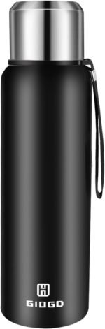Insulated vacuum Thermo Bottle 750ml/25.4oz with cup Stainless steel coffee bottles for hot and cold drink water flask.(Black,750ml) - Image 2