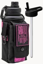 Iron Infidel Battle Bottle - 32 Oz Insulated Water Bottle with Straw Lid & Chug Cap, Stainless Steel Metal Flask Includes Rugged, Removable Sleeve for Keys, Wallet, & Phone (Valkyrie 1 Liter) - Image 2