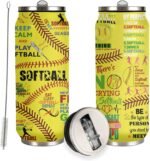JDEIFKF Softball Tumbler Cup 17oz Stainless Steel Insulated Travel Mug Tumblers Cup Softball Gift for Women Girls Mom Gifts for Birthday Christmas - Image 2