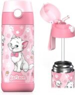 Jarlson® Kids Water Bottle CHARLI [12OZ] - Stainless Steel Thermo Bottle with Straw - Insulated, Spill Proof Waterbottle for School & Sports - Thermo Tumbler for Boys & Girls (Cat) - Image 2