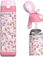 Jarlson® Kids Water Bottle CHARLI [18OZ] - Stainless Steel Thermo Bottle with Straw - Insulated, Spill Proof Waterbottle for School & Sports - Thermo Tumbler for Boys & Girls (Unicorn) - Image 2