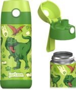 Jarlson® Kids Water Bottle MALI [12OZ] - No Straw Stainless Steel Thermo Bottle - Insulated Waterbottle Leak Proof for School & Sports - Thermo Tumbler for Boys & Girls (Dinosaur) - Image 2