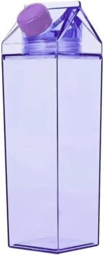 Jinberry 500ml/17oz Cute Leakproof Clear Milk Carton Water Bottle Portable Drinkware for Outdoor Climbing Tour or Camping - Image 2