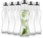 JoyJolt Spring Glass Water Bottles Set of 6-18 oz Glass Bottles with Stainless Steel Caps - Glass Drinking Bottles with Leakproof Lids - Reusable Glass Juice Bottle - Container Bottle Set - Image 2