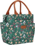 Joymee Lunch Bag Women Insulated Lunch Box Reusable Leakproof Large Spacious Cooler Tote for Women Men Adult with Bottle Holder and Side Pockets for Work Office Travel Picnic -Green Floral - Image 2