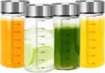 Juice Bottles with Lids – 4 Pack 10 OZ Wide Mouth Glass with Stainless Steel Lids – Reusable Beverage Containers for Juice, Smoothies, Milk, Water – Leakproof, BPA-Free, Dishwasher Safe - Image 2
