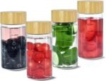 Juice Glass Bottles 10oz, 4 Pack Wide Mouth Glass Water Bottles with Bamboo Lids, for Juicing, Smoothies, Infused Water, Beverage Storage, BPA Free, Wooden Lid, Leakproof, Reusable, Borosilicate - Image 2