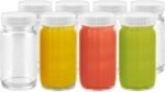 Juice Shot Bottles Set - Wide Mouth for Juicing, Beverage Storage, Liquids, 2 oz, Clear Small Glass Bottles with White Caps, Reusable, Leak Proof, Jars (8 pack) - Image 2