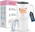 Just So Posh Gigi Flowers Tumbler, Travel Coffee Mug with Handle and Slider Lid, White 20 oz Polar Camel, Stainless Steel, Vacuum Insulated - Image 2