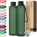 KIVY Slim Water Bottle 32oz [Lightweight & Shatterproof] Fits Backpack & Cupholder for Travel, Sports, School, Gym - Dark green water bottle no straw - Gym water bottle screw top - Dishwasher Safe - Image 2