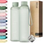 KIVY Slim Water Bottle 32oz [Lightweight & Shatterproof] Fits Backpack & Cupholder for Travel, Sports, School, Gym - Sage green water bottle no straw for Gym - Screw top - Dishwasher Safe - Image 2