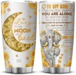 KOIXA To My Son Tumbler Insulated Love You To The Moon And Back Elephant Coffee Cup With Lid 20oz Sunflowers Elephants Jewelry Style Stainless Steel Travel Mug For Son From Mom - Image 2