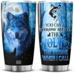 KOIXA Wolf Coffee Cup Tumbler With Lid - 20oz Travel Mug - Wildlife Animal Theme - Perfect For Wolf Lovers - Birthday Gifts For Men - Image 2