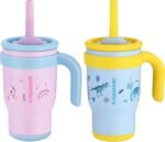 KXIAOCHEN 14 oz Kids Tumbler with Handle for Spill Proof Insulated Stainless Steel Reusable Tumbler for Toddlers, Keeps Drinks Cold up to 24 Hrs,Dinosaur+Unicorn2P - Image 2