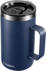 KXIAOCHEN 20oz Insulated Coffee Mug with Lid, Stainless Steel Coffee Cup, Double Wall Vacuum Coffee Tumbler with Handle, Premium Thermal Travel Coffee Mug (Navy Blue) - Image 2