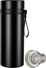 KYZ Insulated Water Bottle with Tea Infuser, 37 oz Wide Mouth Stainless Steel Tumbler, Leak-Proof Travel Water Bottle for Hot & Cold Drinks, Includes Carry Strap for Commuting, Office & Outdoor - Image 2