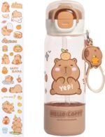 Kawaii Water Bottle Cute Capybara Water Bottle with Straw, Tritan BPA Free Plastic Water Bottles for Boys Girls School Outdoor, Travel, Camping, LeakProof, 17 oz - Image 2