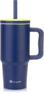 Kids 24 oz Tumbler with Handle, Leak-Proof Screw-On Lid with Removable Silicone Straw, Spill Proof, Reusable Stainless Steel Insulated Water Bottle, Gift for Kids Boys Girls, Dark Blue Mix - Image 2