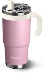 Kids - 24oz Insulated Tumbler - Removable Flip Spout & Straw Water Bottle With Durable handle, Base & Lid, Leak proof, Perfect for School, Sports, Lunch, Travel & Camp- Pink sand - Image 2