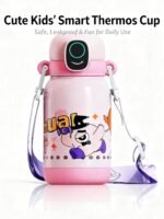 Kids Fingerprint-Lock Insulated Water Bottle – 470ml/19oz, BPA-Free 316 Stainless Steel, Smart Fingerprint Unlock, Leak-Proof Straw Lid, 12–24Hr Hot/Cold, Long-Lasting Battery for School - Image 2