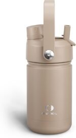 Kids Insualated Water Bottle with Straw - 12oz Stainless Steel Water Bottle with Dual Spouts, Leak-Proof, BPA-Free, Double Wall Vacuum Keeps Cold for 24 Hours for Sports, Travel, School (Raw Umber) - Image 2