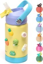 Kids Insulated Water Bottle, 12 oz BPA-FREE Double Wall Vacuum Tumbler 18/8 Stainless Steel Leak Proof Kids Cups with Straw for School Travel Boys Girls (Yellow) - Image 2