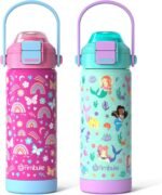 Kids Insulated Water Bottle with Pop-Open Straw & Spout 2-in-1 Lid, 18oz Leak Proof 18/8 Stainless Steel Vacuum Tumbler, BPA-Free Kids Cup For Travel School Boys Girls Toddler, Rainbow & Mermaid - Image 2